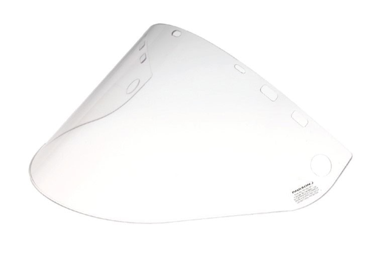 Item # 2119810, High Temp/Impact Face Shield Window, Model IM21-L6F, Hole Pattern for Fibre-Metal® Bracket, Clear